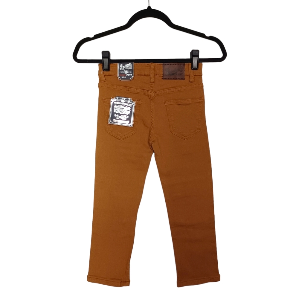 BROOKLYN'S BEST Tobacco Brown Moto Skinny Stretch Boy's Pants 6 NWT